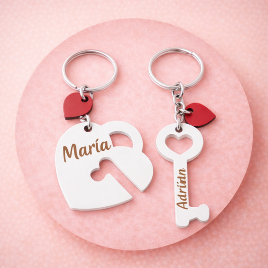 Llavero de Pareja Personalizado Corazón y Llave – “A mi amor” | Handmade’s Victim