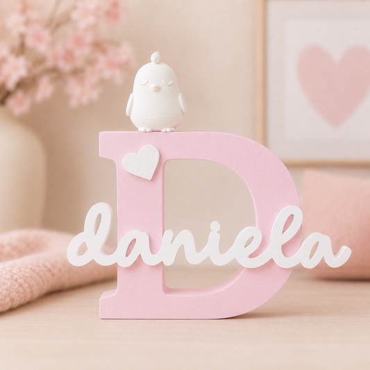 Letra decorativa personalizada con nombre y animalito