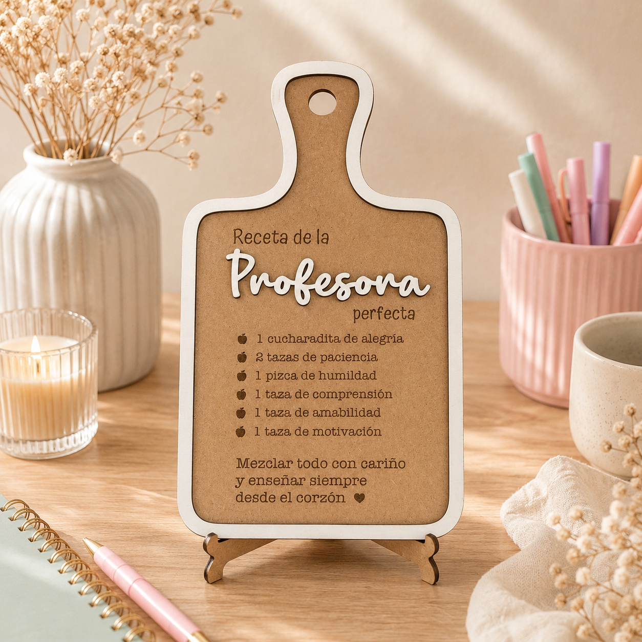 Tabla Decorativa Personalizada para Profesor o Profesora | Regalo Original Fin de Curso