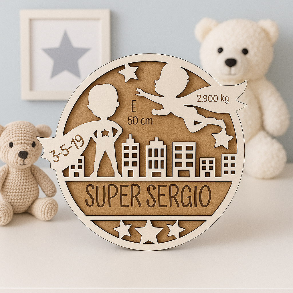 Cuadro Nacimiento Personalizado Superhéroe Unisex