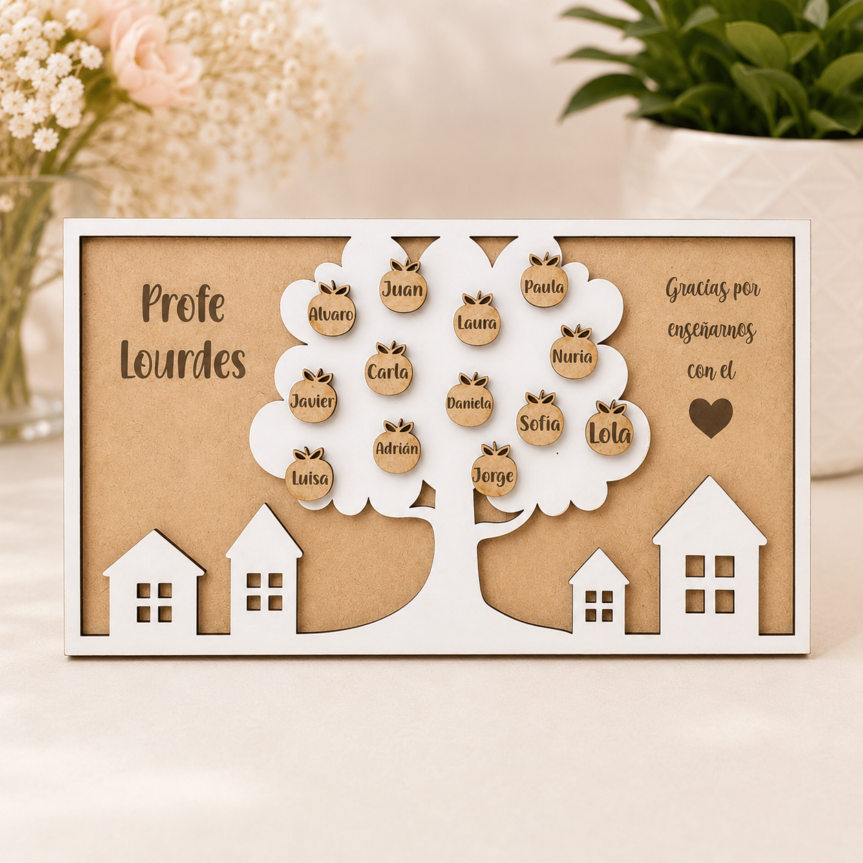 Cuadro Personalizado para Profesor o Profesora con Hasta 15 Nombres | Regalo Fin de Curso