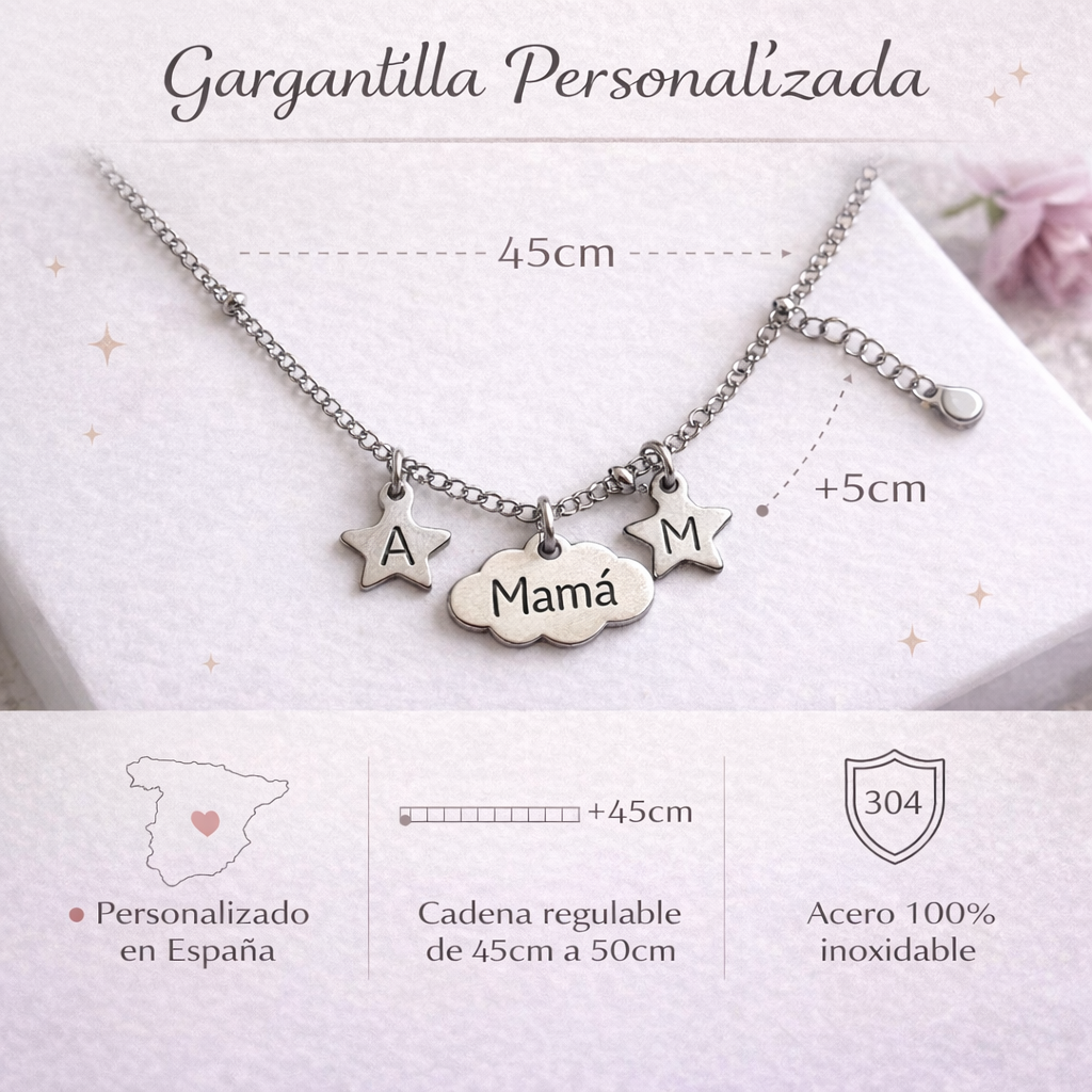 Gargantilla Mis Estrellas Siempre Conmigo ⭐ Collar Personalizado para Mamá con Iniciales