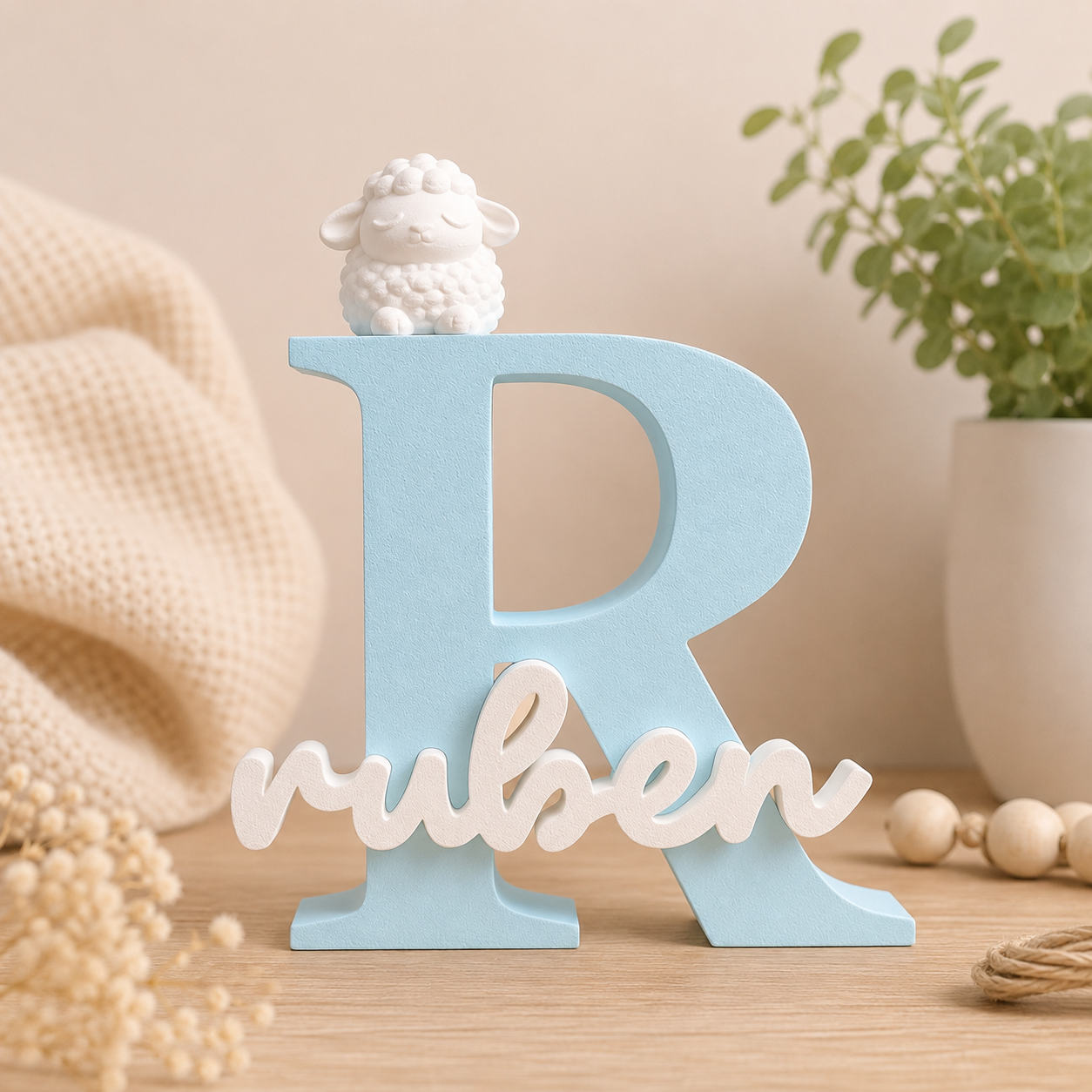 Letra decorativa personalizada con nombre y animalito
