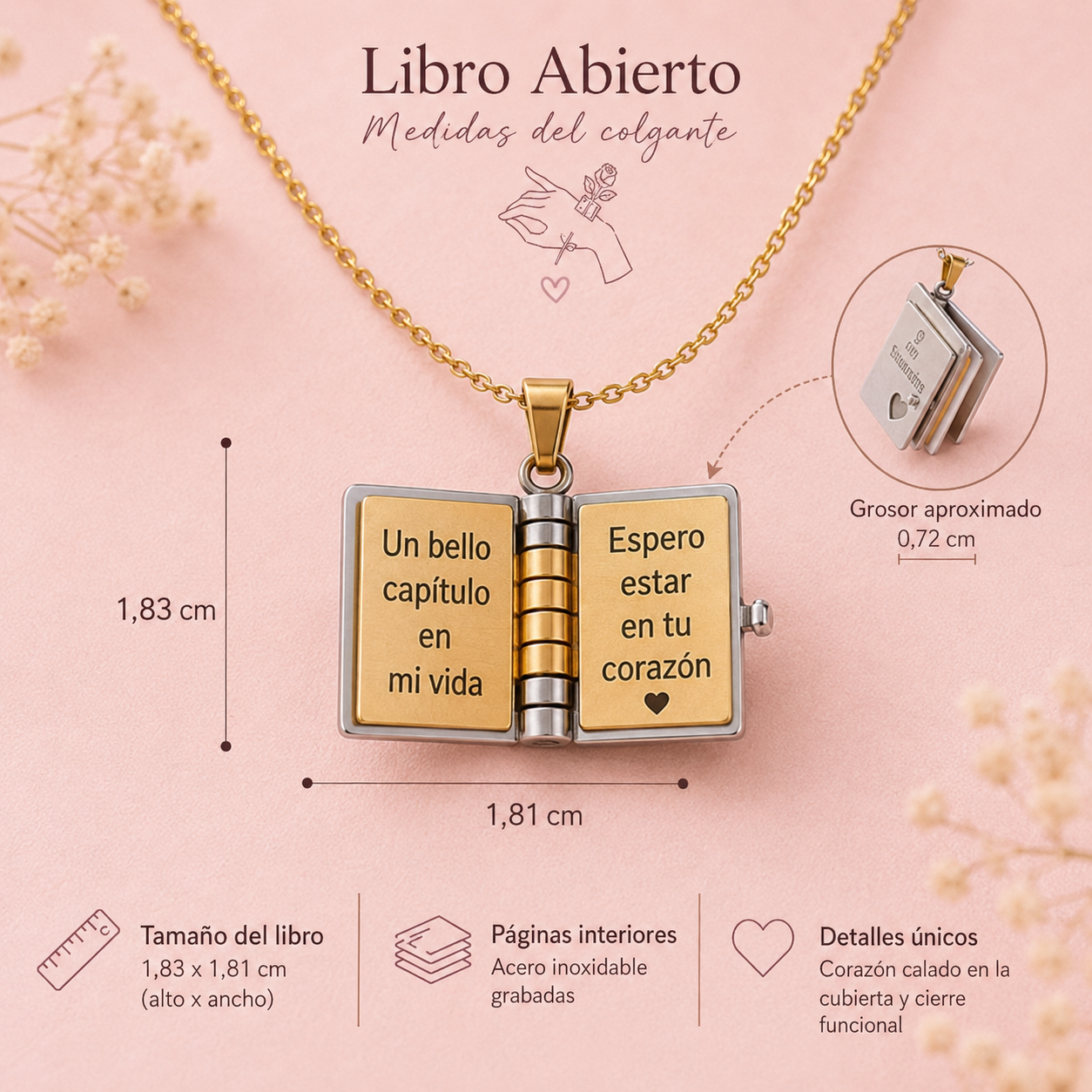 Collar Libro para mi Nieta | Regalo de Abuela a Nieta