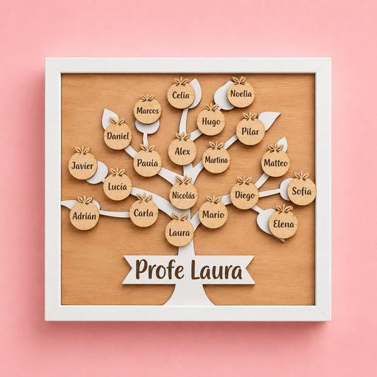 Cuadro Personalizado para Profesor o Profesora con Nombres | Regalo Fin de Curso en Madera