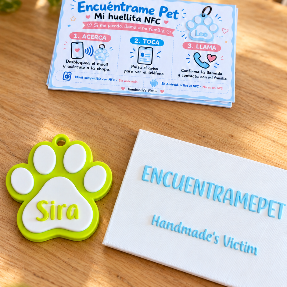 Chapa identificativa NFC personalizada para perros y gatos · Encuéntrame Pet