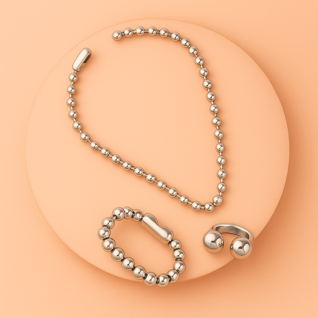 Pack Completo “SPHERE”: Anillo, Pulsera y Gargantilla de Acero Inoxidable