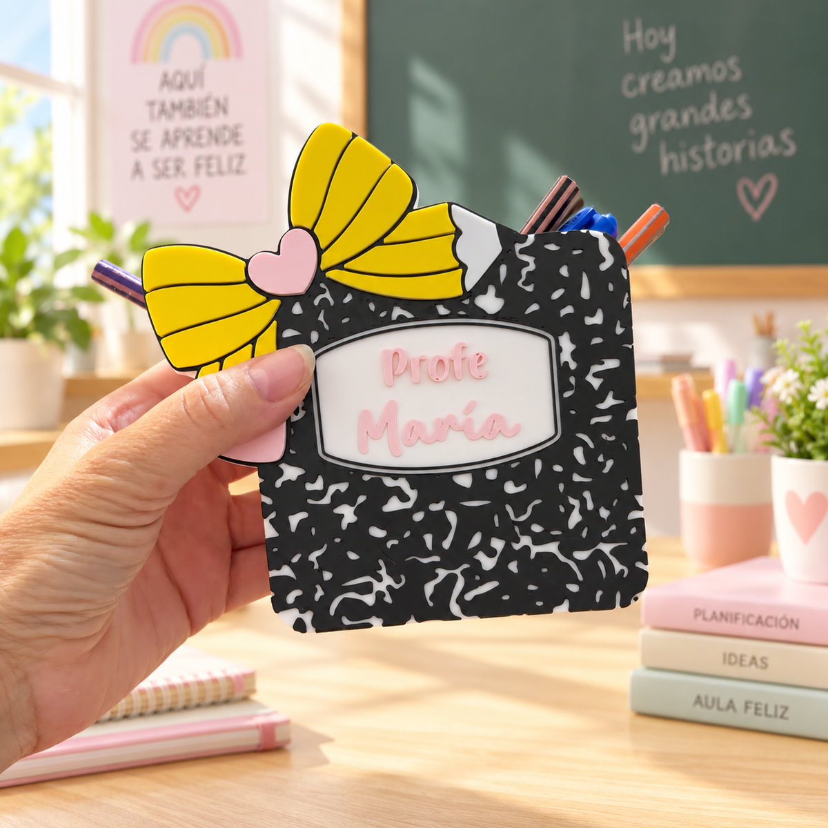 Portalápices personalizado con nombre | Regalo original impreso en 3D