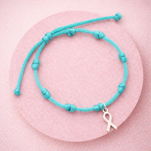 Pulsera Solidaria contra el Cáncer de Ovarios – Lazo Verde en Plata de Ley