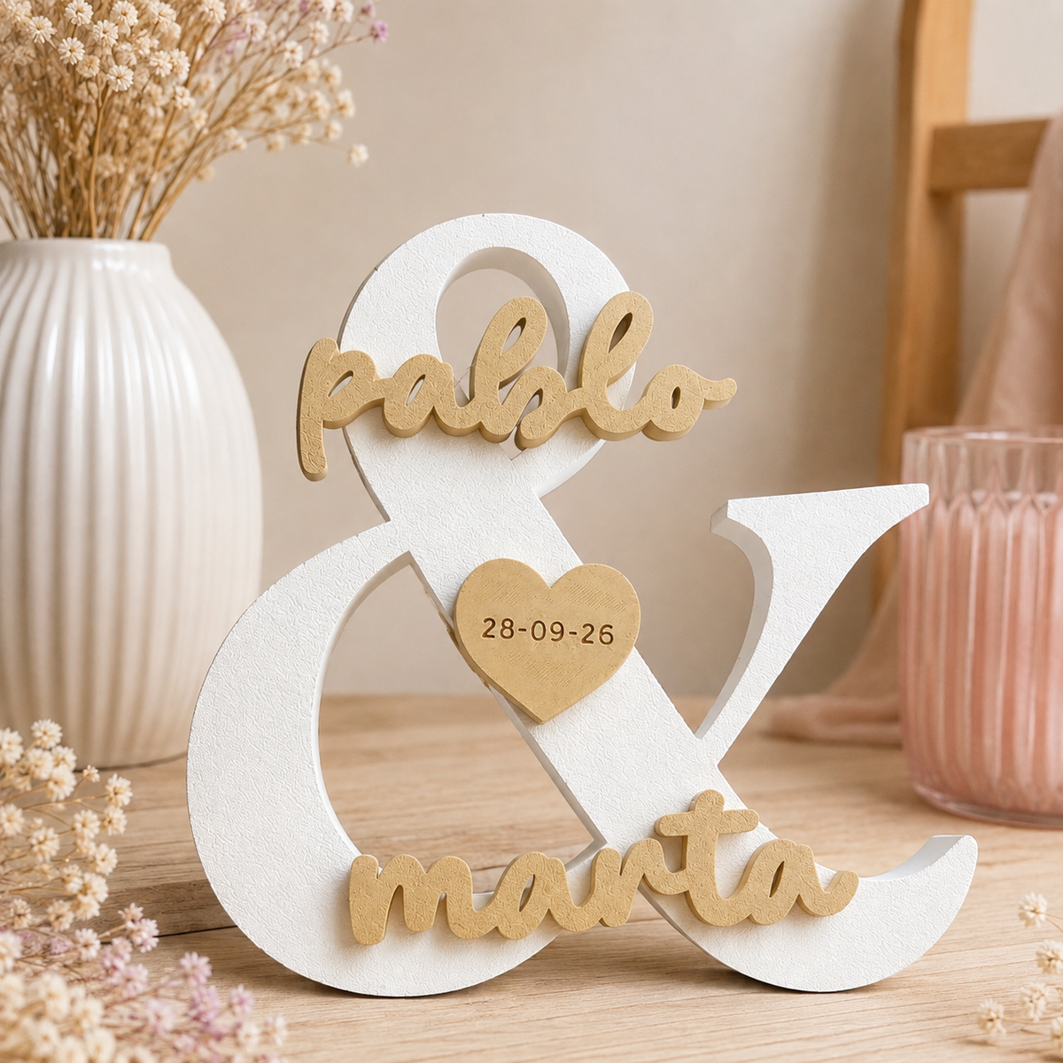 Letras personalizadas para boda con nombres y fecha – Decoración 3D para novios