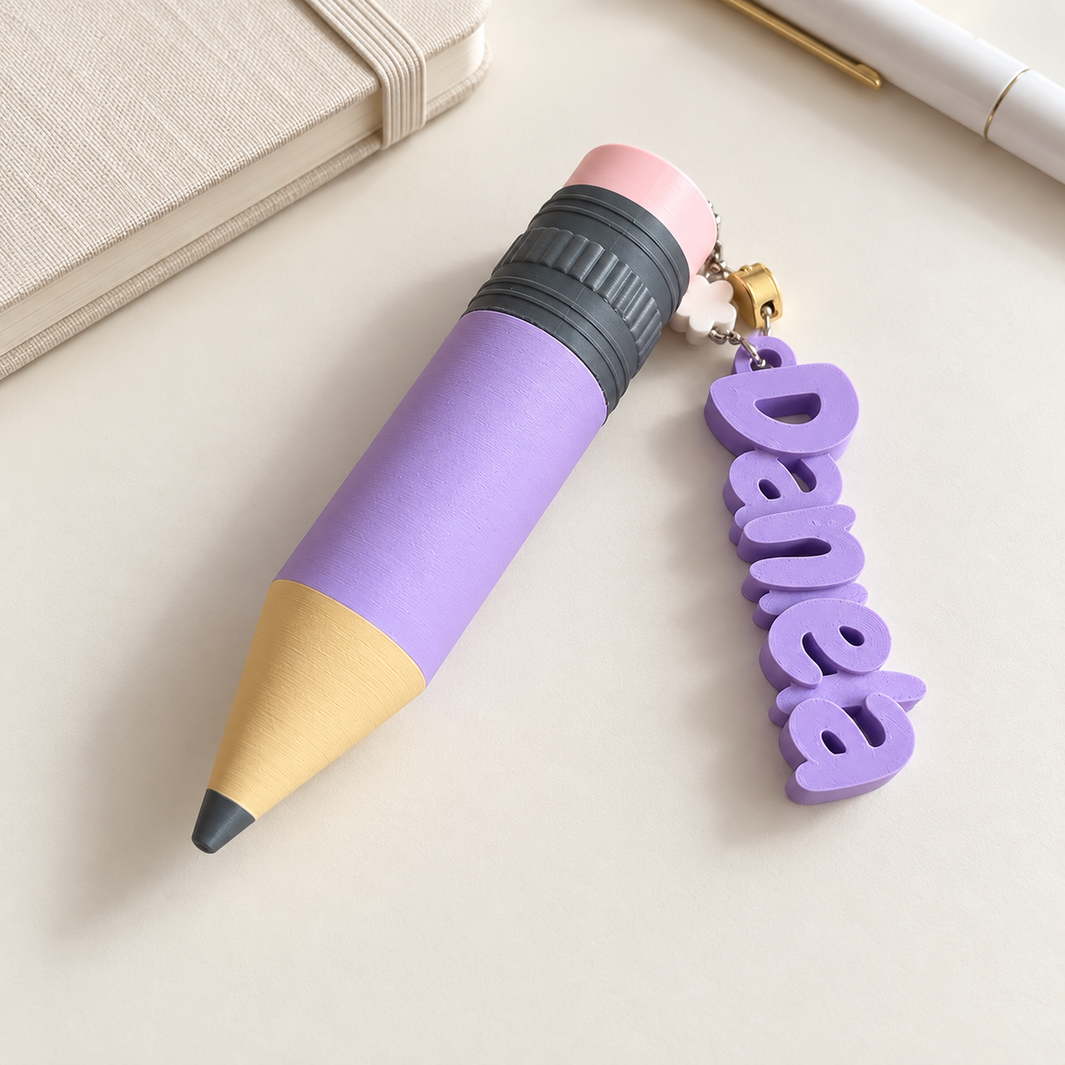 Llavero personalizado con nombre para bálsamo labial – Lápiz 3D