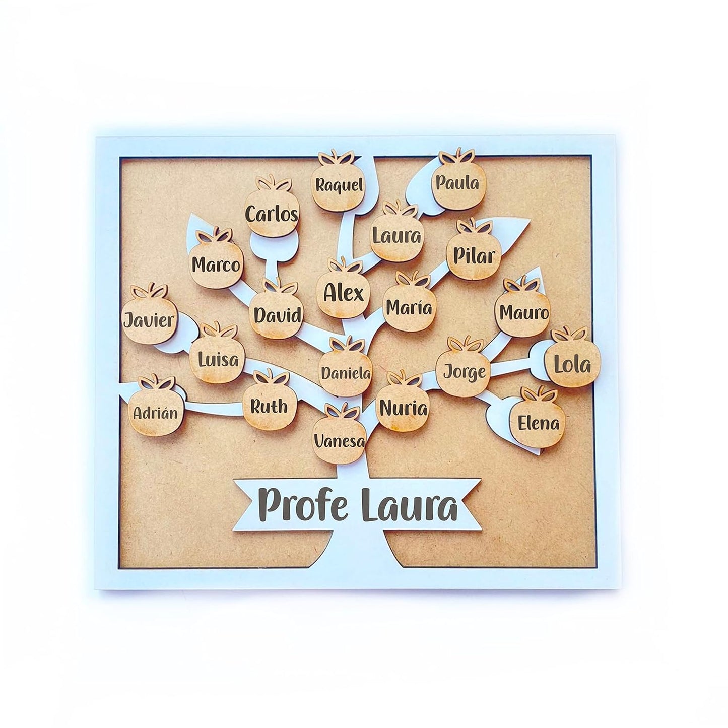 Cuadro Personalizado para Profesor o Profesora con Nombres | Regalo Fin de Curso en Madera
