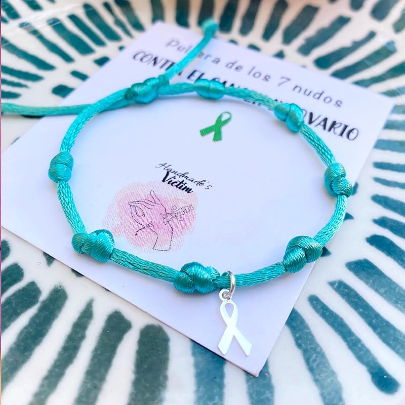 Pulsera Solidaria contra el Cáncer de Ovarios – Lazo Verde en Plata de Ley