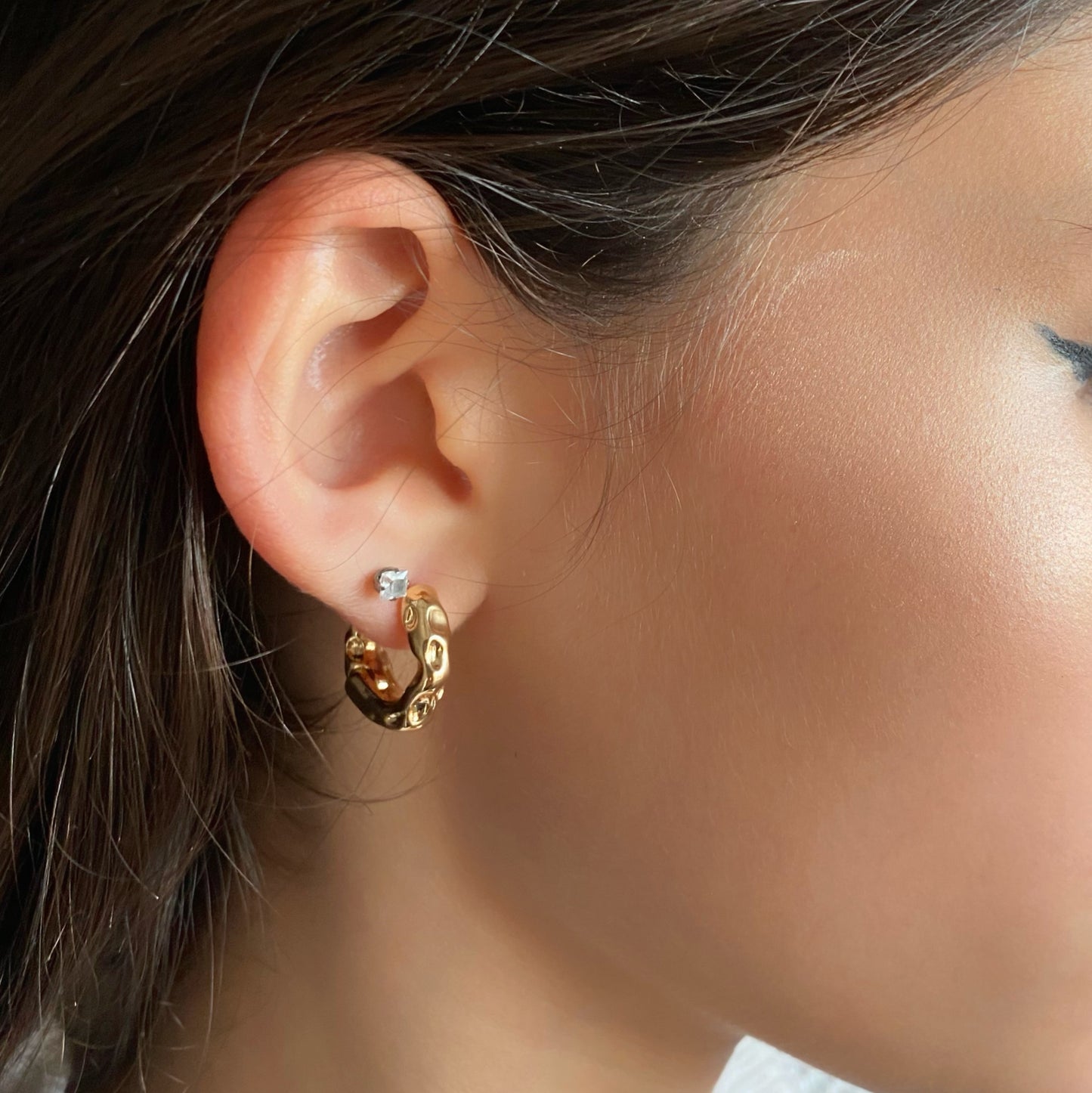 Aros de Acero Dorado Elena