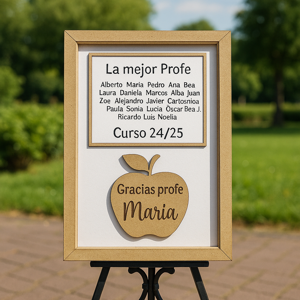 Cuadro personalizado “La mejor profe” – Regalo fin de curso con nombres