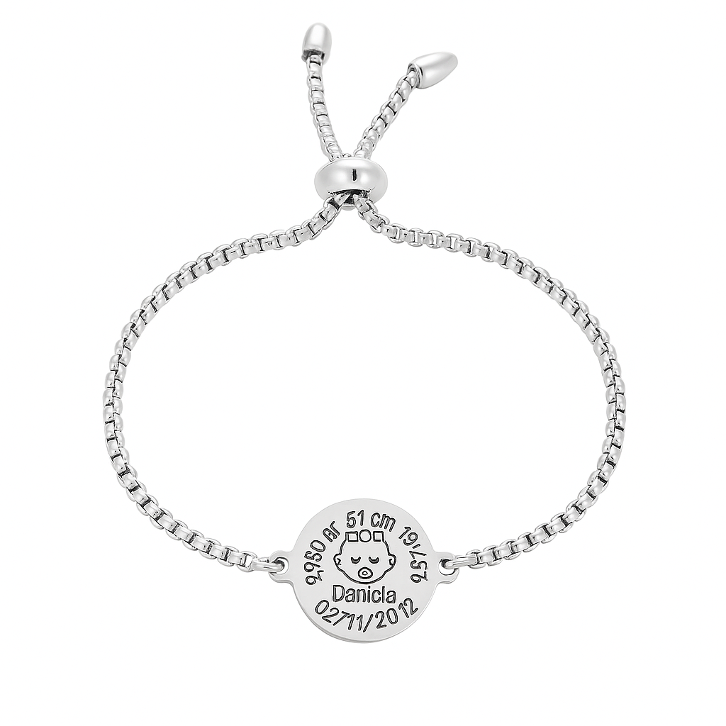 Pulsera personalizada natalicia en acero inoxidable – Regalo único para mamás