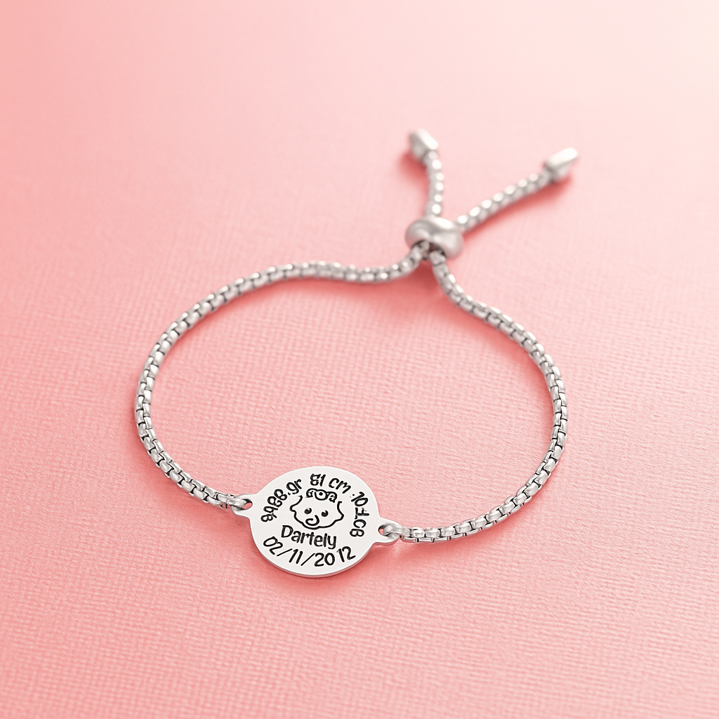 Pulsera personalizada natalicia en acero inoxidable – Regalo único para mamás