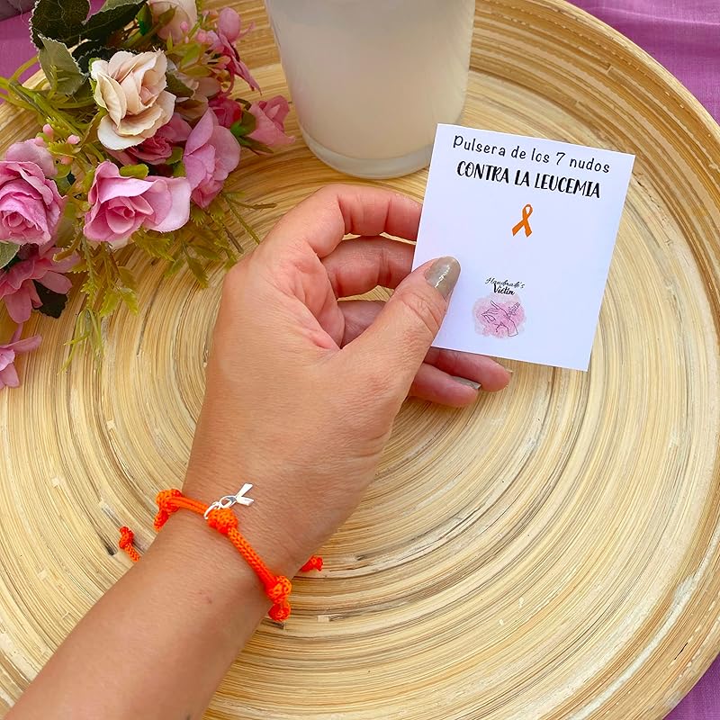 Pulsera Solidaria contra el Cáncer de Leucemia – Cordón Naranja y Lazo de Plata de Ley