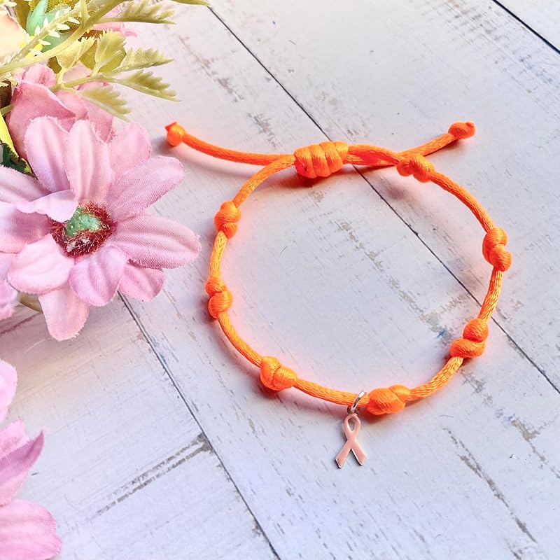 Pulsera Solidaria contra el Cáncer de Leucemia – Cordón Naranja y Lazo de Plata de Ley