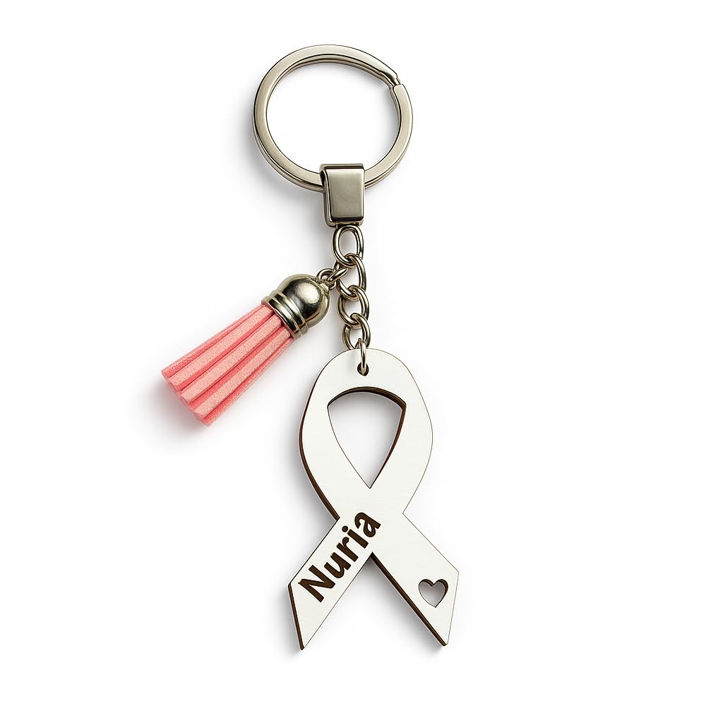 Llavero Solidario Lazo contra el Cáncer – Personalizado con tu Nombre