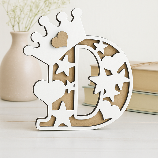 Letra decorativa infantil de madera – personalizable con nombre grabado a láser