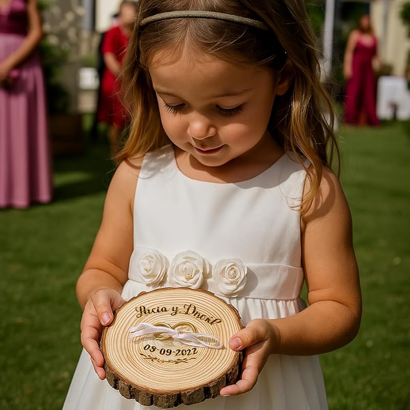 Handmade's Victim Porta Alianzas de madera natural personalizado para anillos de boda