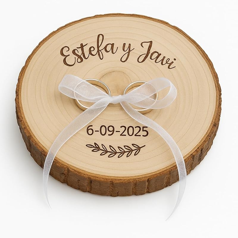Handmade's Victim Porta Alianzas de madera natural personalizado para anillos de boda