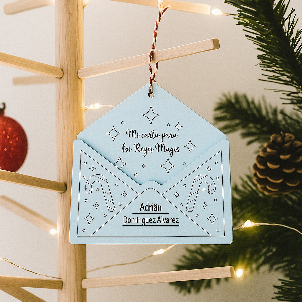 Carta de Madera Personalizada para Reyes Magos y Papá Noel - Handmade’s Victim | 12,5 x 12,5 cm - Opciones en Madera Natural o Blanca