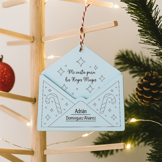 Carta de Madera Personalizada para Reyes Magos y Papá Noel - Handmade’s Victim | 12,5 x 12,5 cm - Opciones en Madera Natural o Blanca