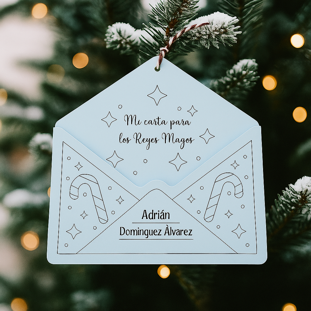 Carta de Madera Personalizada para Reyes Magos y Papá Noel - Handmade’s Victim | 12,5 x 12,5 cm - Opciones en Madera Natural o Blanca