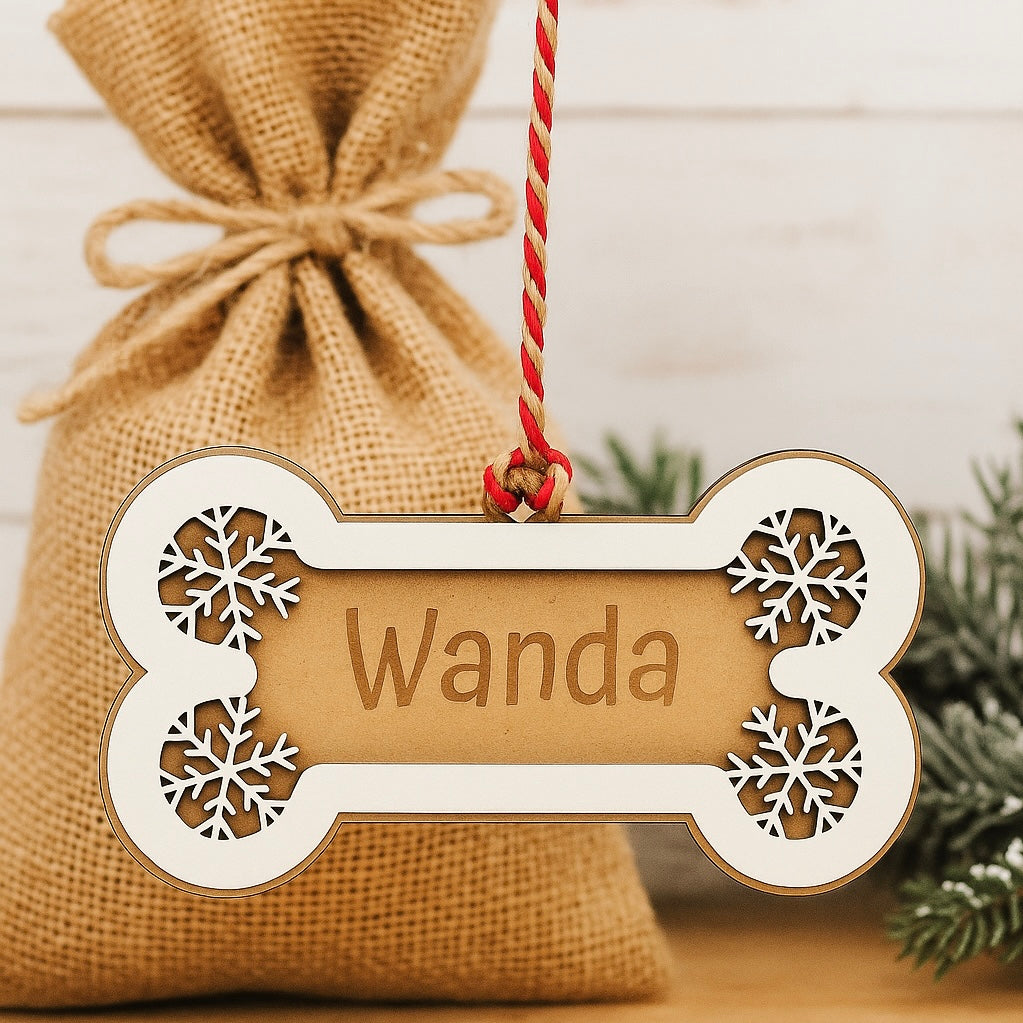 Adorno de Navidad en forma de hueso personalizado