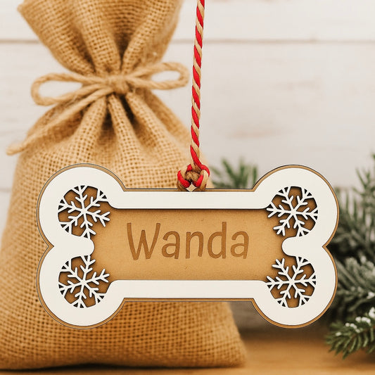 Adorno de Navidad en forma de hueso personalizado