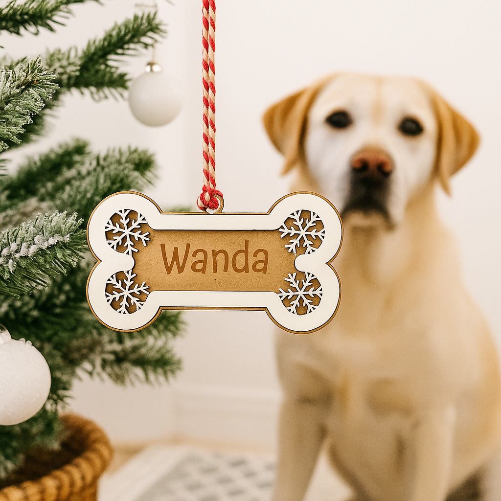 Adorno de Navidad en forma de hueso personalizado