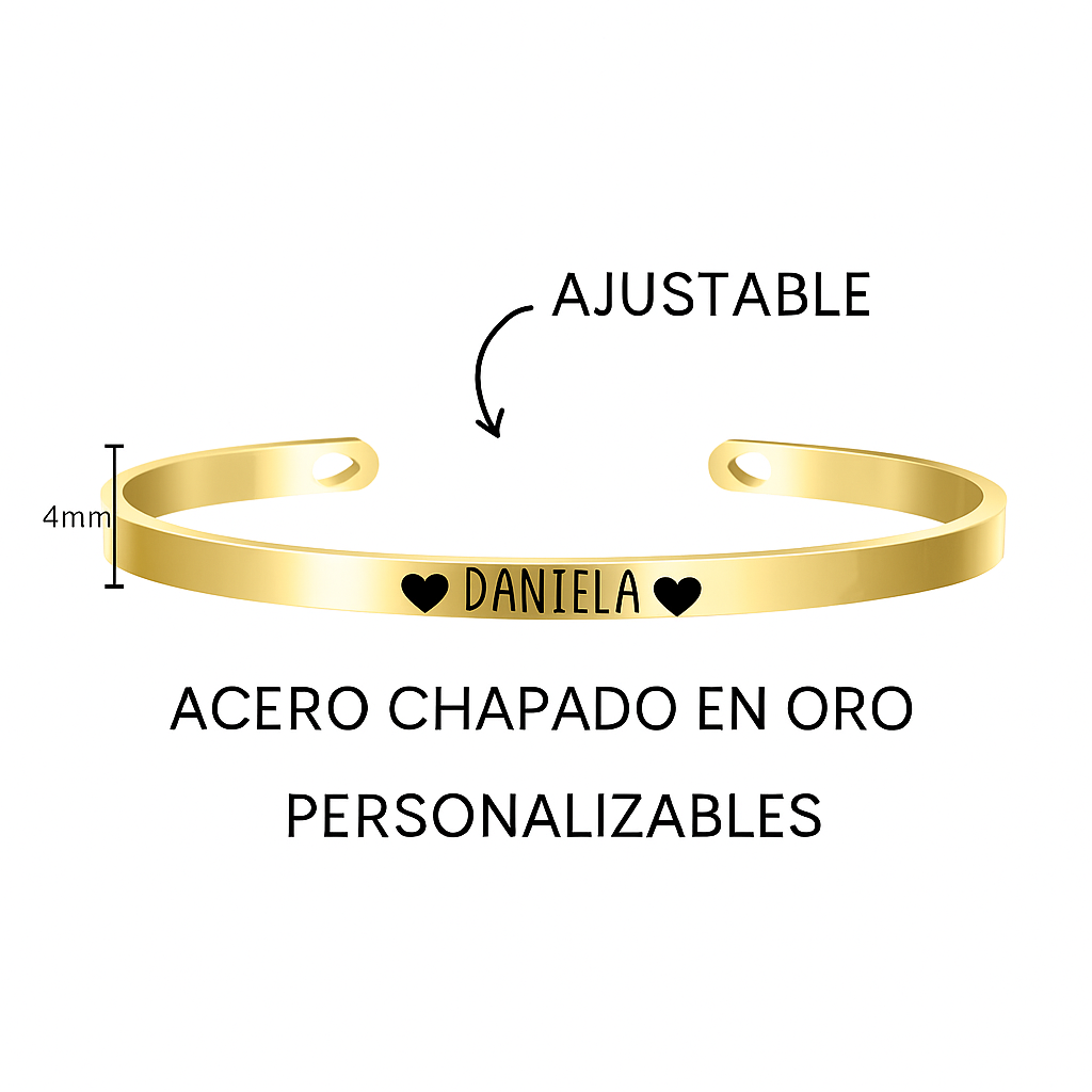 Pulsera Personalizada de Acero – Regalo para Mamá, Pareja o Amigos