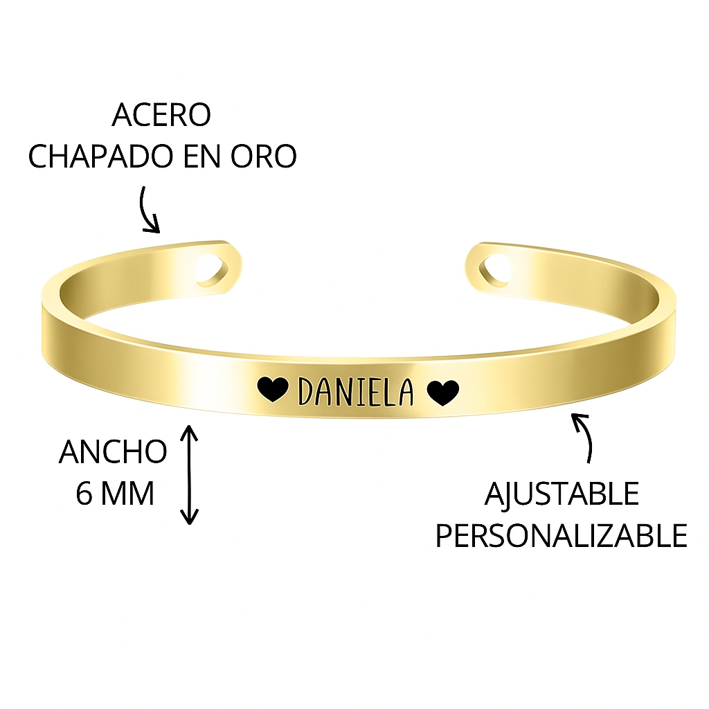 Pulsera Personalizada de Acero – Regalo para Mamá, Pareja o Amigos