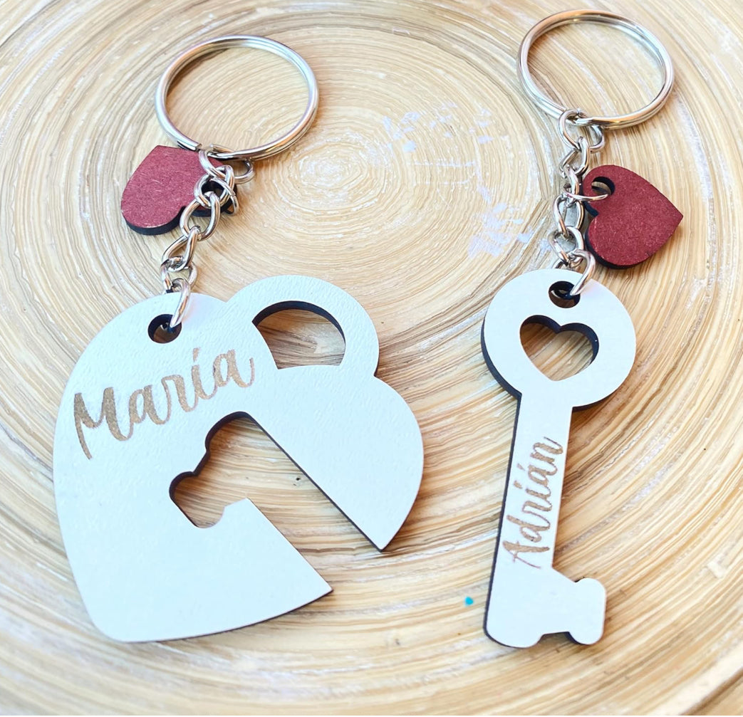 Llavero de Pareja Personalizado Corazón y Llave – “A mi amor” | Handmade’s Victim