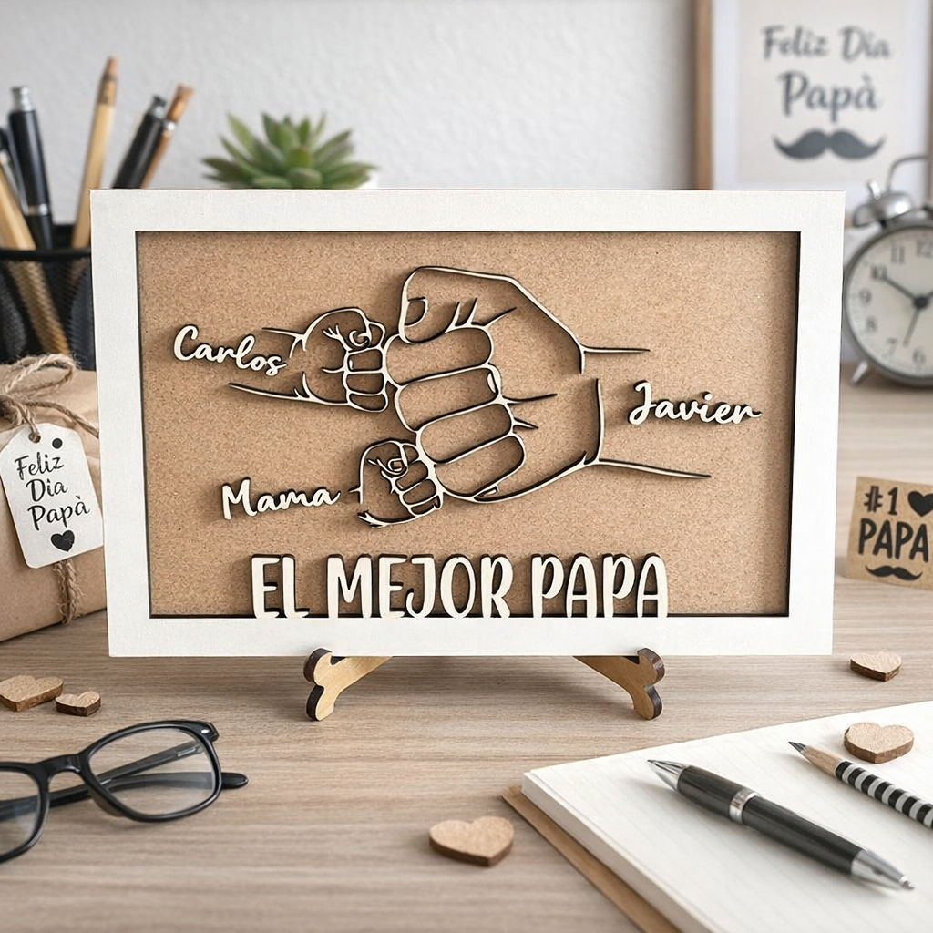 CUADRO PAPÁ PUÑOS PERSONALIZADO PARA DÍA DEL PADRE.