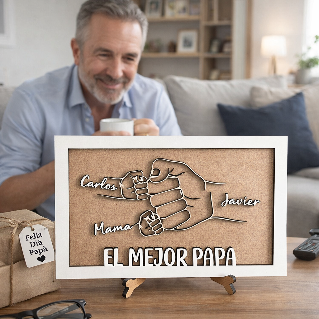 CUADRO PAPÁ PUÑOS PERSONALIZADO PARA DÍA DEL PADRE.