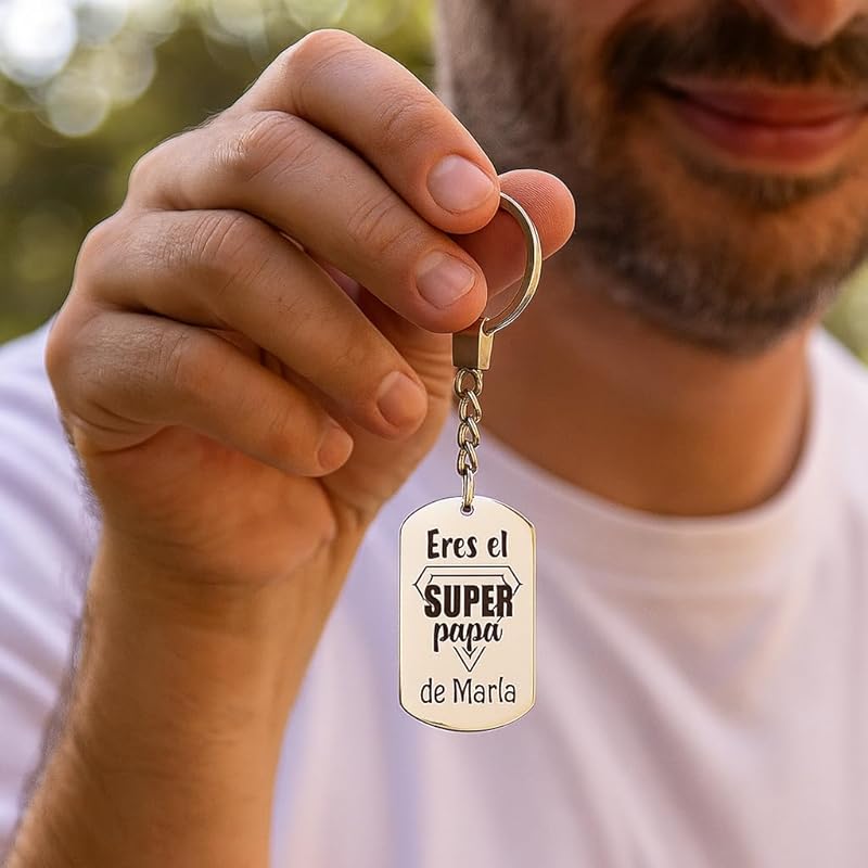 Llavero de acero personalizado “Papá eres mi Súperpapá”