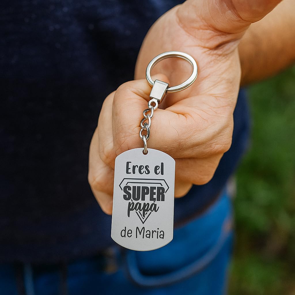 Llavero de acero personalizado “Papá eres mi Súperpapá”