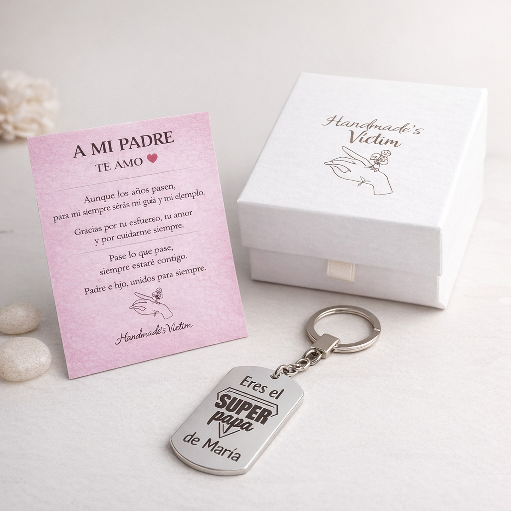 Llavero de acero personalizado “Papá eres mi Súperpapá”