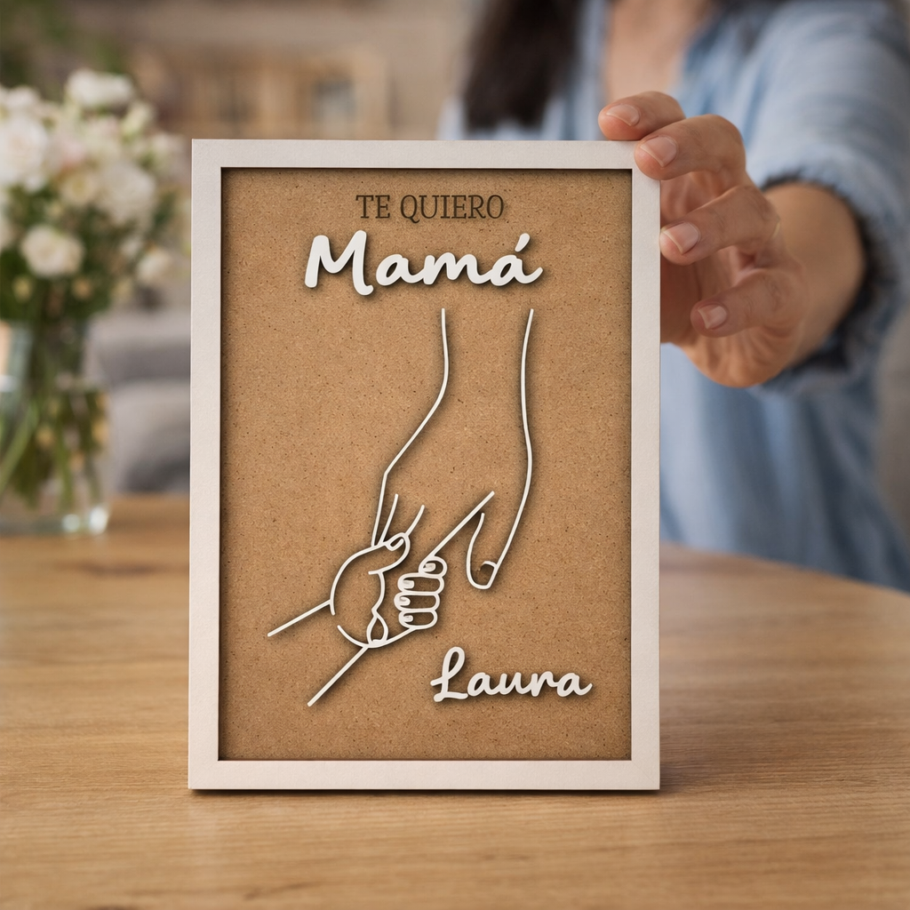 Cuadro personalizado para mamá con manos y nombres | Regalo Día de la Madre
