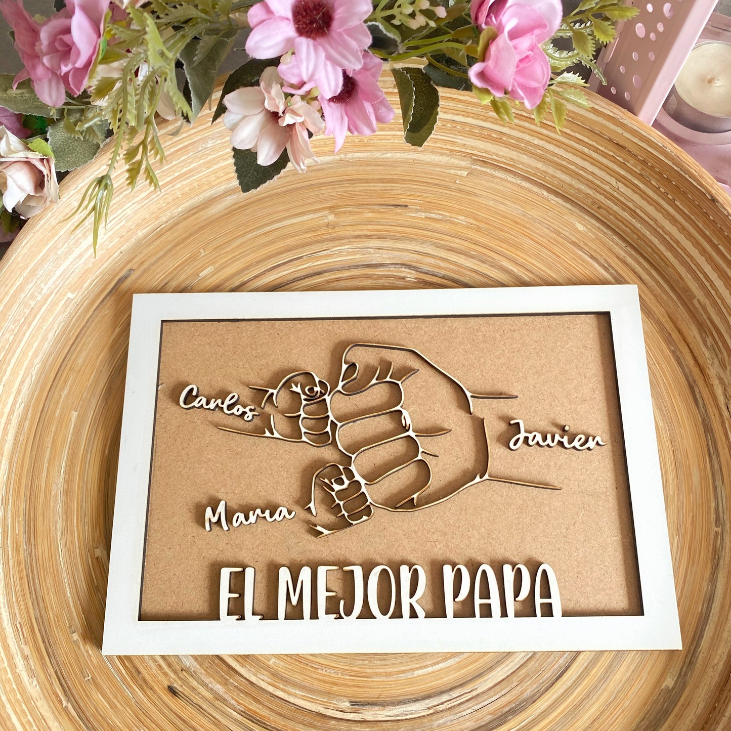 CUADRO PAPÁ PUÑOS PERSONALIZADO PARA DÍA DEL PADRE.