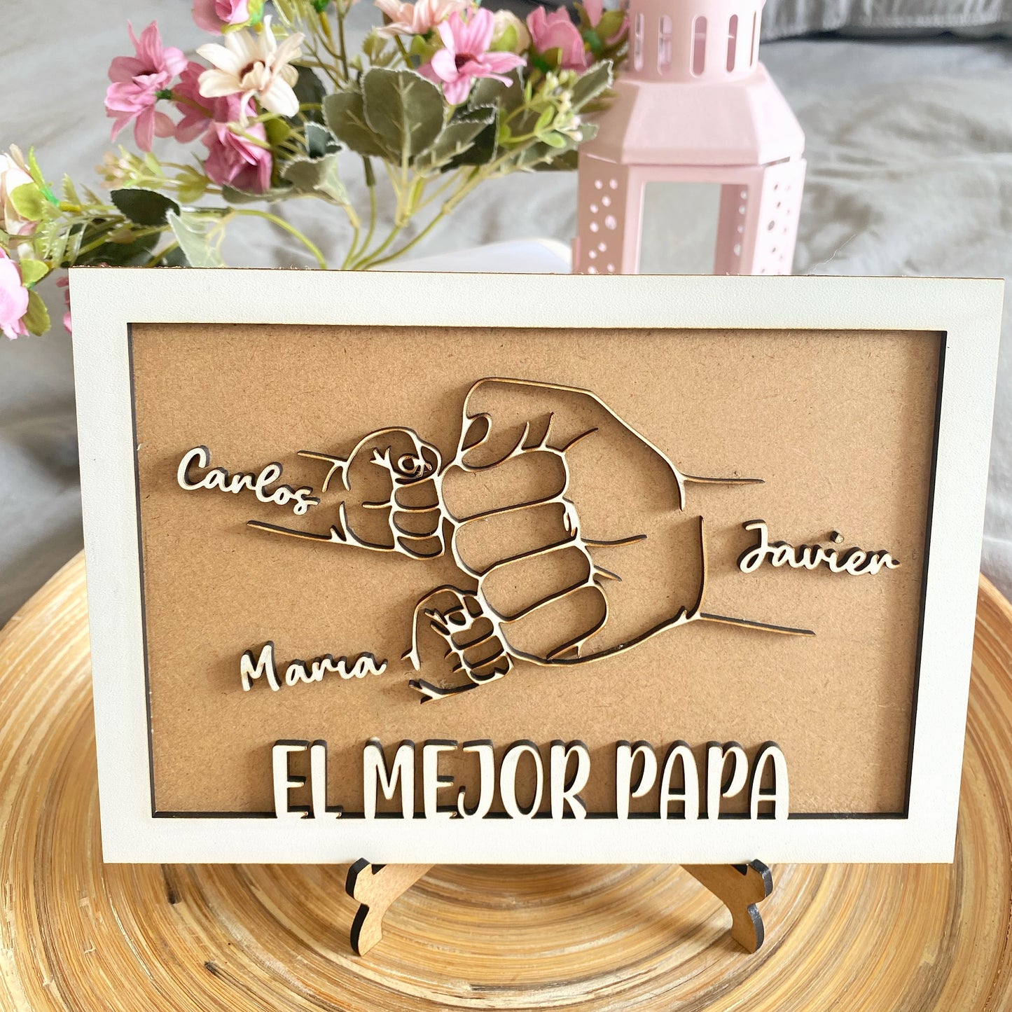 CUADRO PAPÁ PUÑOS PERSONALIZADO PARA DÍA DEL PADRE.