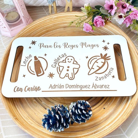 BANDEJA REYES MAGOS EN MADERA PERSONALIZADO