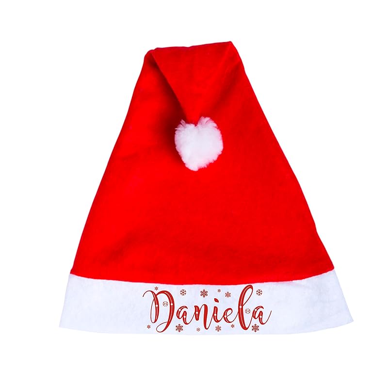 Gorros Papá Noel personalizado adulto con nombre en vinilo rojo.