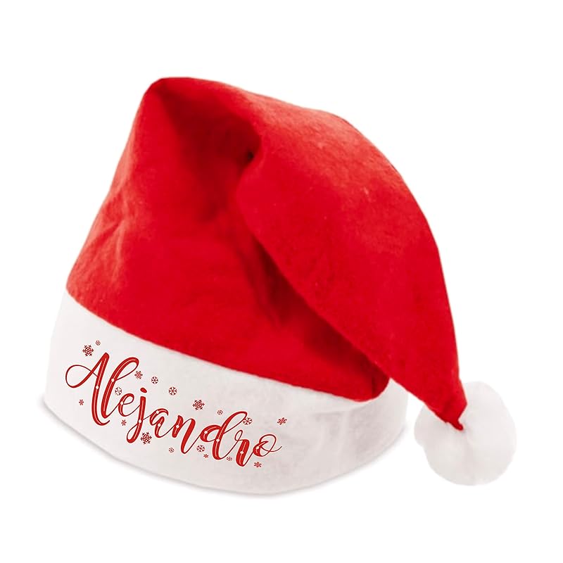 Gorros Papá Noel personalizado adulto con nombre en vinilo rojo.