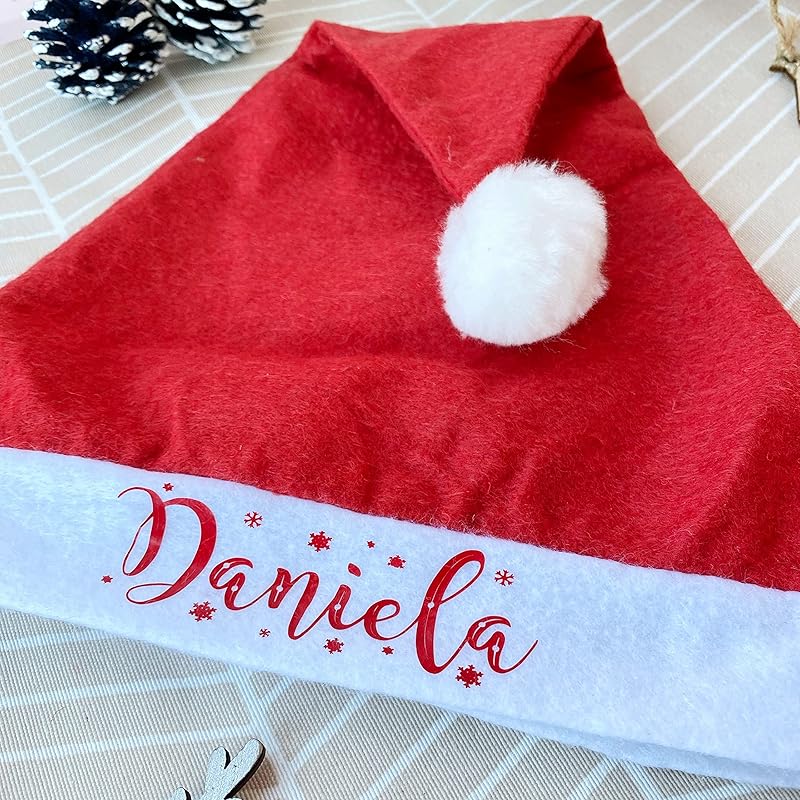 Gorros Papá Noel personalizado adulto con nombre en vinilo rojo.