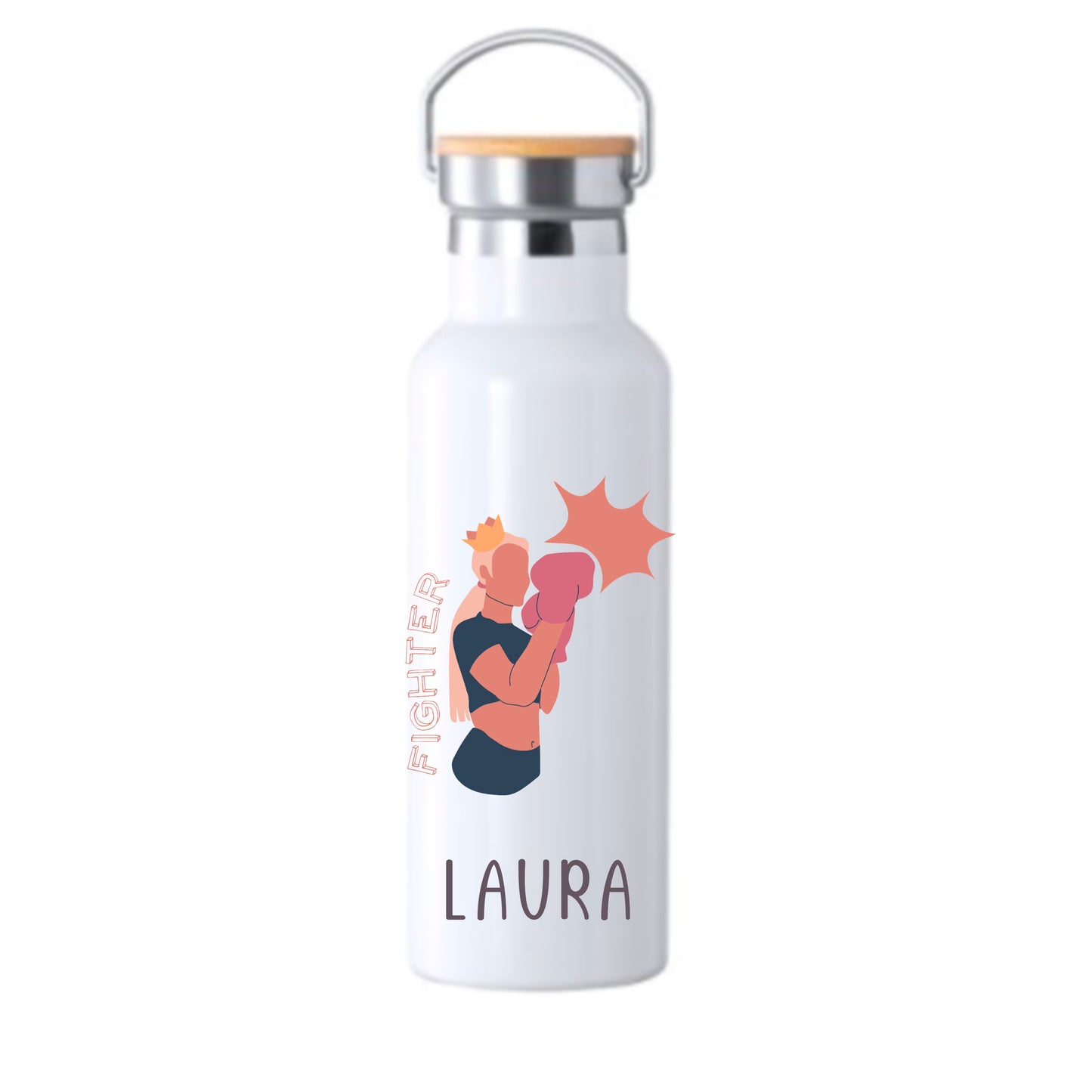 Botella Térmica Personalizada 750ml - Diseño Feminista y Nombre Personalizado, Acero Inoxidable, Reutilizable y Ecológica, Handmade’s Victim