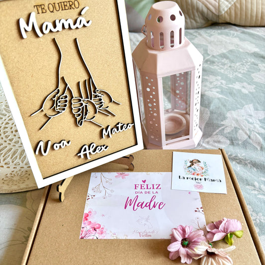 Cuadro personalizado para mamá con manos y nombres | Regalo Día de la Madre